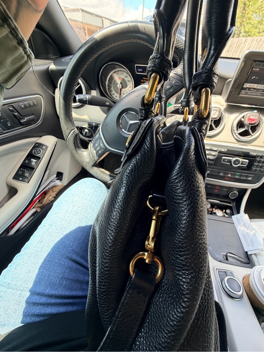 Marc by Marc Jacobs Black Pebbled Leather Shoulder Bag with Gold Hardware - Picture 5 of 11